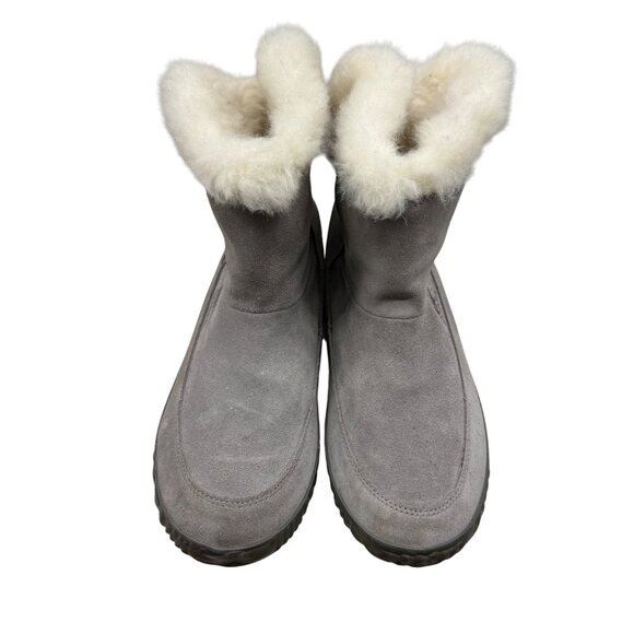 Sorel Out N About Gray Suede leather Faux fur lined Winter Booties Women's sz9 - Picture 3 of 10